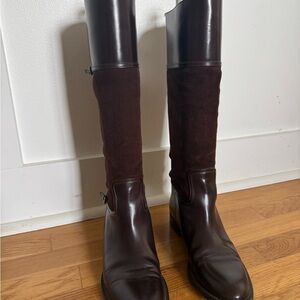 Gucci Brown Heeled Boots with suede Shaft